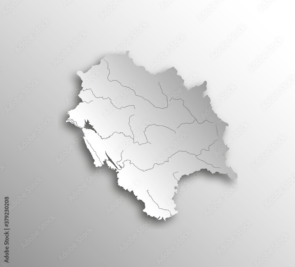India states - map of Himachal Pradesh with paper cut effect. Hand made. Rivers and lakes are shown. Please look at my other images of cartographic series - they are all very detailed and carefully dr