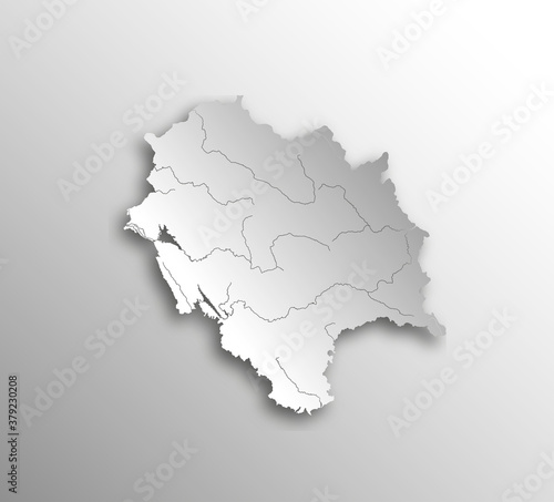 India states - map of Himachal Pradesh with paper cut effect. Hand made. Rivers and lakes are shown. Please look at my other images of cartographic series - they are all very detailed and carefully dr