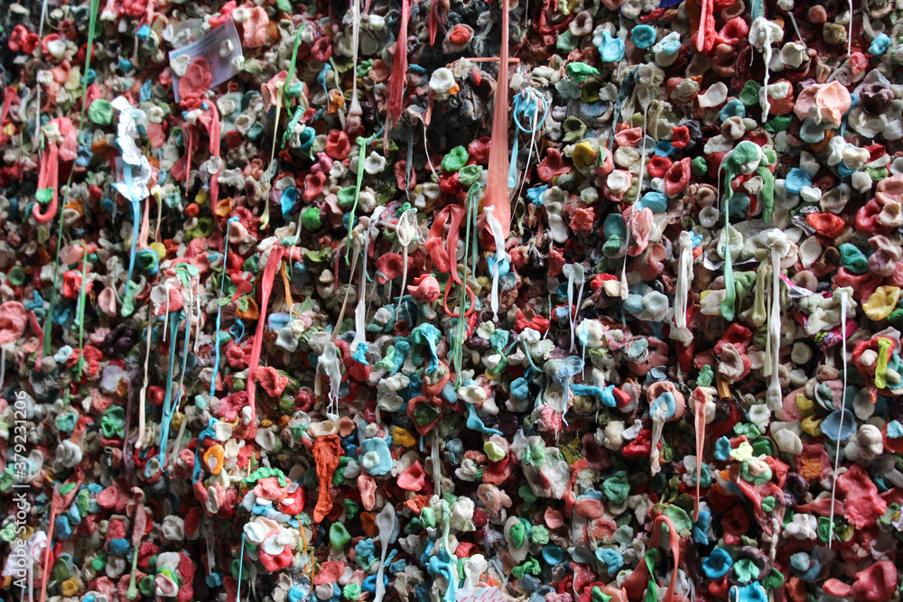 The colorful gum wall at Pike Place Market in the northwest.