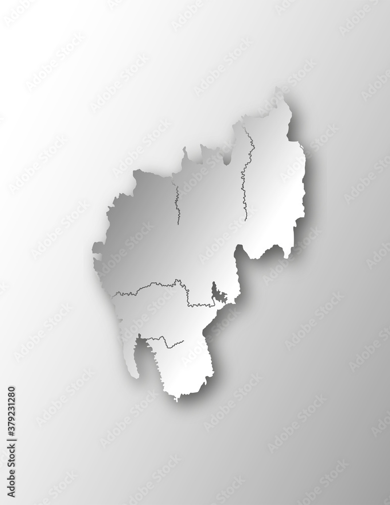 India states - map of Tripura with paper cut effect. Rivers and lakes are shown. Please look at my other images of cartographic series - they are all very detailed and carefully drawn by hand WITH RIV