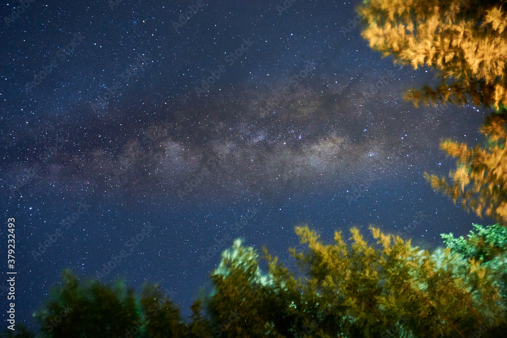 sky with milkyway, stars and clouds