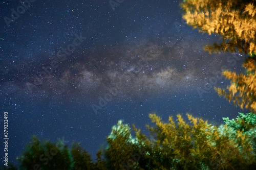 sky with milkyway, stars and clouds
