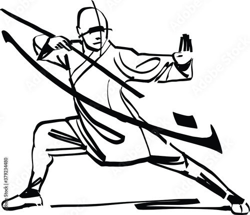 the vector illustration of the wushu master