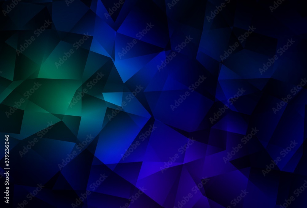 Obraz premium Dark Blue, Green vector gradient triangles pattern.