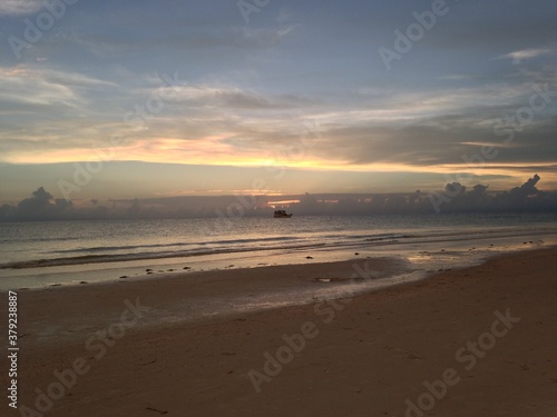 beach on a foggy and cloudy evening