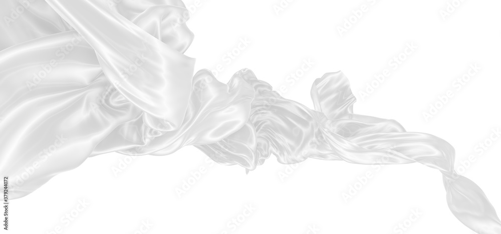 Obraz premium Beautiful flowing fabric of white wavy silk or satin. 3d rendering image.