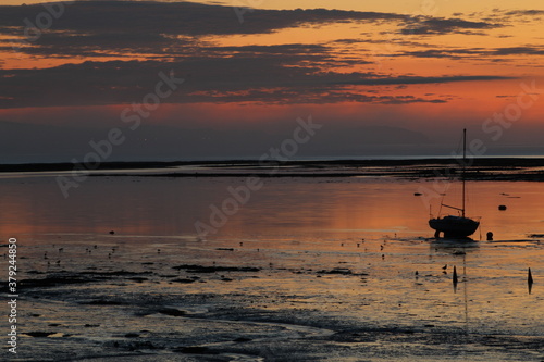 fishing boat at sunset