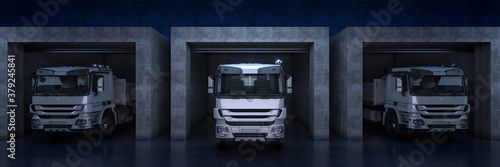 heavy truck with roll up door. 3d rendering
