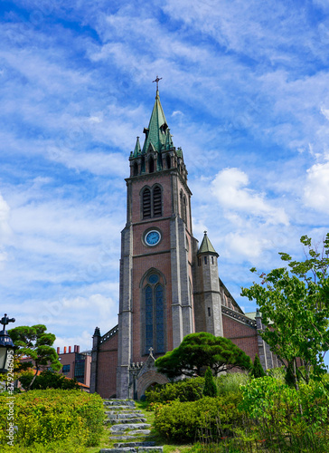 Seoul, Republic of Korea - Myeongdong Catholic Cathedral, Roman Catholic Church community in Korea. photo