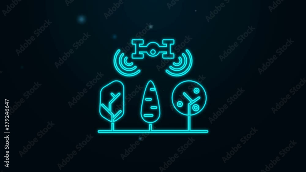 Glowing neon line Smart farm with drone control and tree icon isolated on black background. Innovation technology for agricultural company. 4K Video motion graphic animation Glowing neon line Smart farm with drone control and tree icon isolated on black background. Innovation technology for agricultural company. 4K Video motion graphic animation