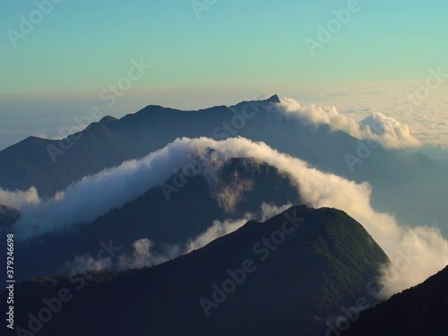 Clouds passing over mountains in Pico Caratuva, Paraná Brazil