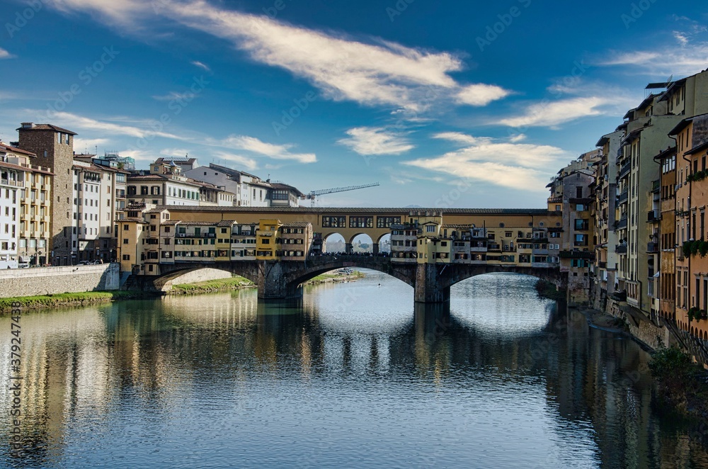 Ponte Vecchio in Florence, Italy. one of the architectural symbols of the city of the lily