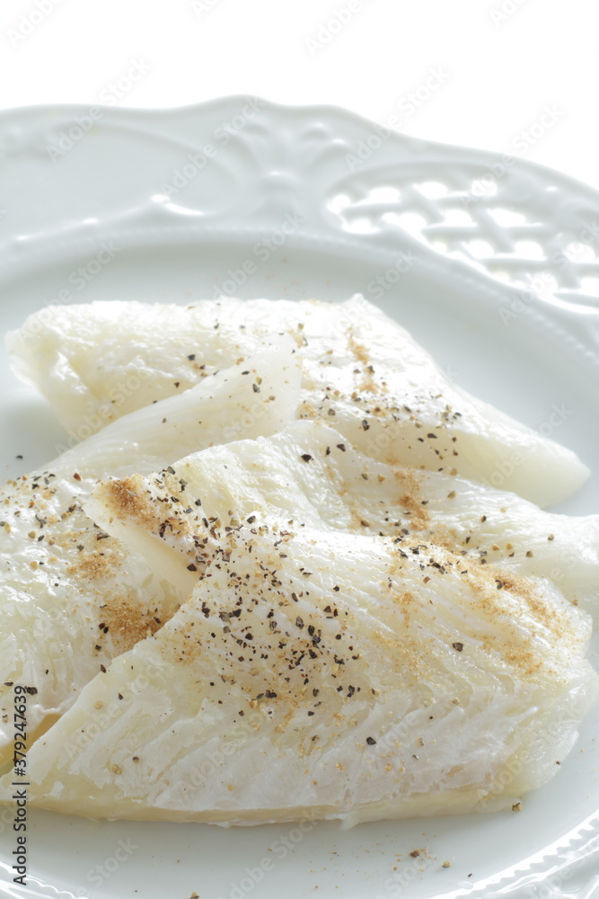freshness flat fillet fish on plate , for cooking ingredient freshness flat fillet fish on plate , for cooking ingredient