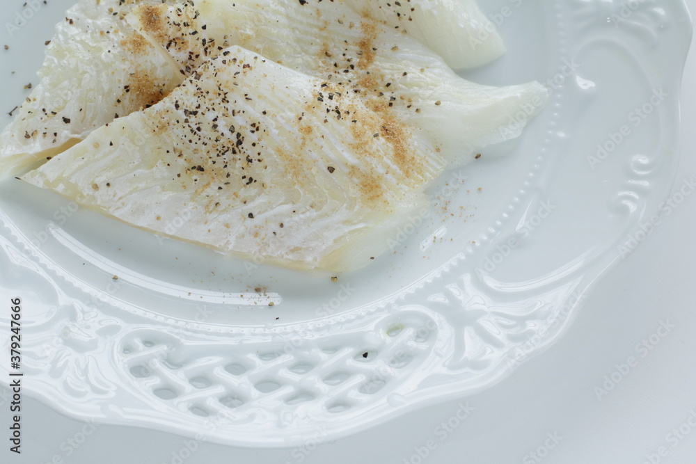 freshness flat fillet fish on plate , for cooking ingredient freshness flat fillet fish on plate , for cooking ingredient