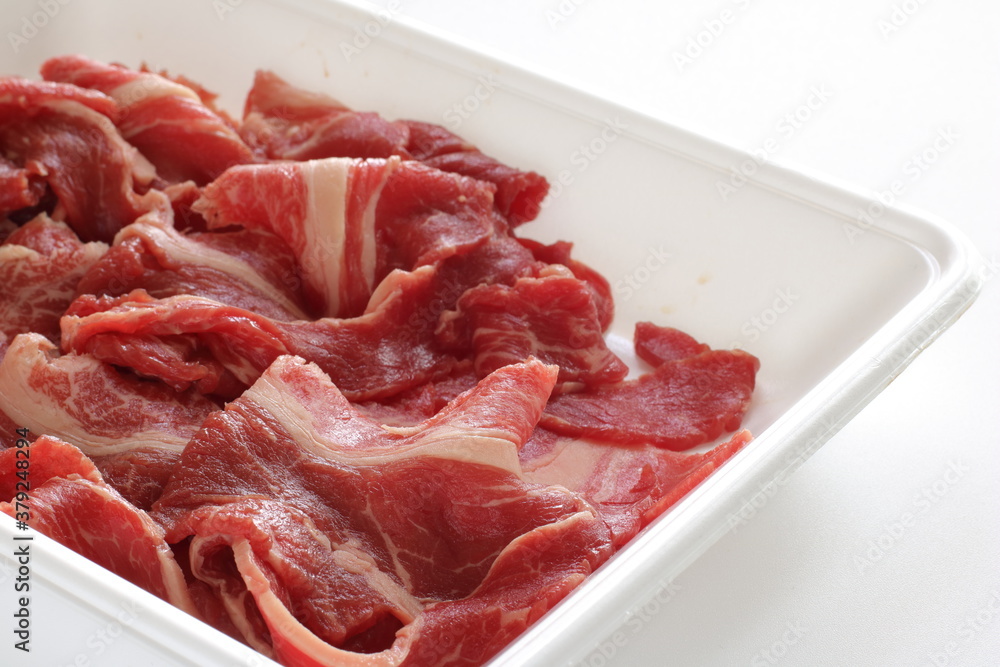 freshness sliced beef in plastic pack with copy space freshness sliced beef in plastic pack with copy space