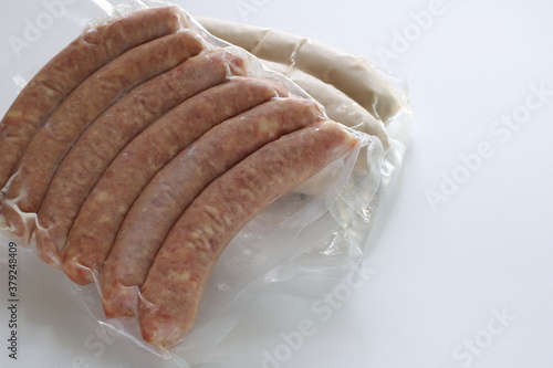 package of sausage for food ingredient with copy space