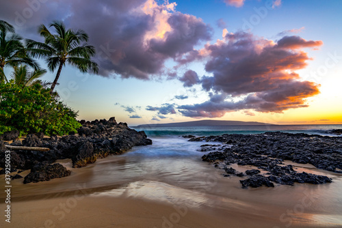Sunset over Secret Beach Maui.