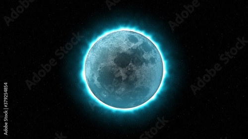 Tableau sur toile blue lunar eclipse and full moon