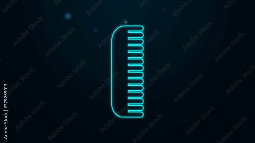 Glowing neon line Hairbrush icon isolated on black background. Comb hair sign. Barber symbol. 4K Video motion graphic animation Glowing neon line Hairbrush icon isolated on black background. Comb hair sign. Barber symbol. 4K Video motion graphic animation