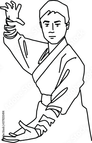 the vector illustration of the kungfu martial art coach
