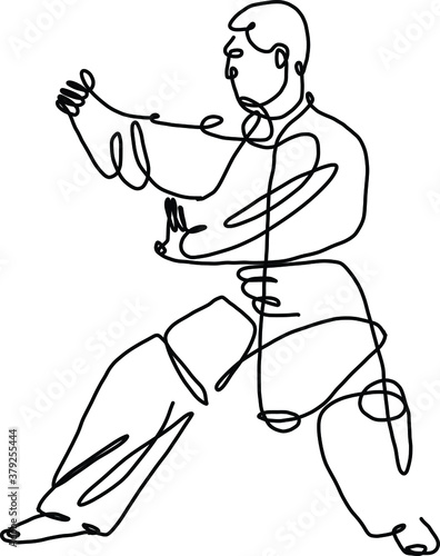 the vector illustration of the kungfu martial art coach
