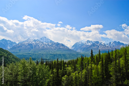 Mount Chugach and Talkeetna viewed from Glenn Highway Alaska USA photo