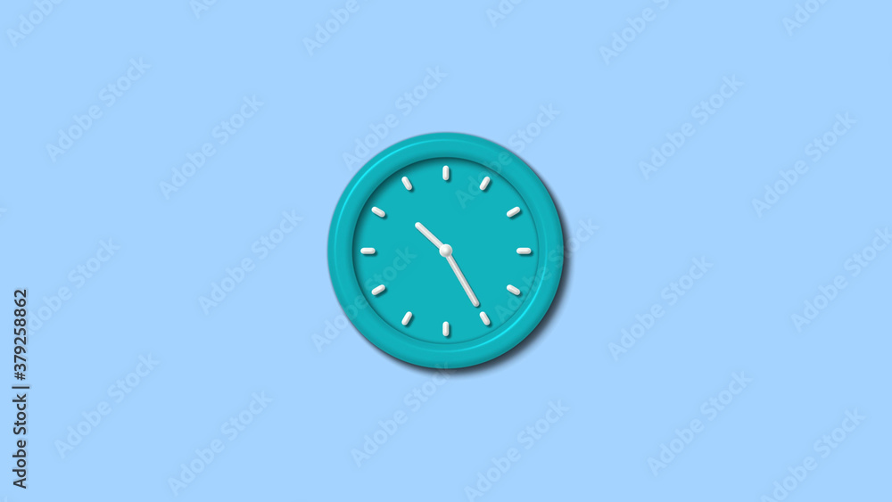 New cyan color 3d wall clock on aqua light background,wall clock New cyan color 3d wall clock on aqua light background,wall clock
