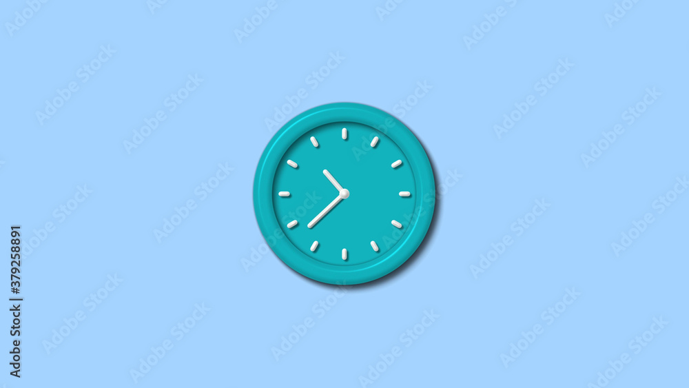 New cyan color 3d wall clock on aqua light background,wall clock New cyan color 3d wall clock on aqua light background,wall clock