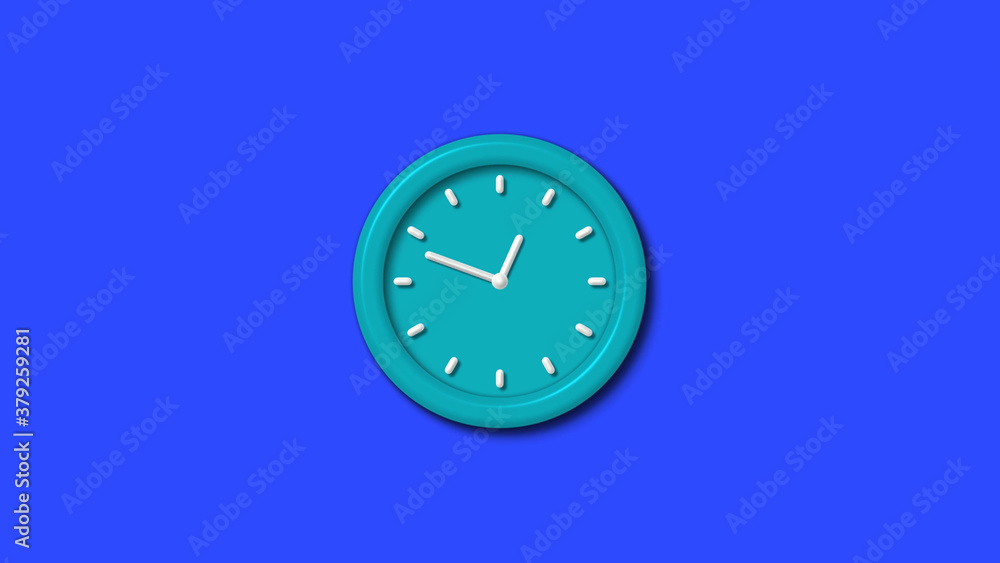 Cyan color 12 hours 3d wall clock on blue background,wall clock Cyan color 12 hours 3d wall clock on blue background,wall clock