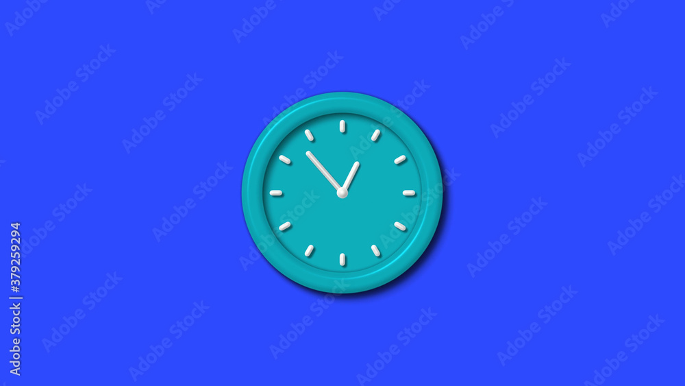 Cyan color 12 hours 3d wall clock on blue background,wall clock Cyan color 12 hours 3d wall clock on blue background,wall clock
