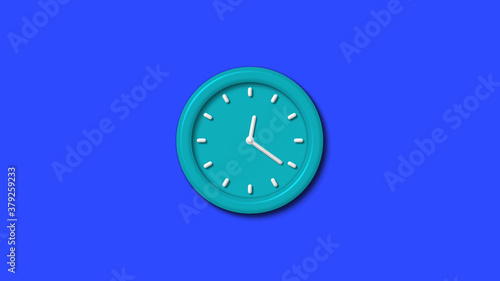 Wallpaper Mural Cyan color 12 hours 3d wall clock on blue background,wall clock Torontodigital.ca