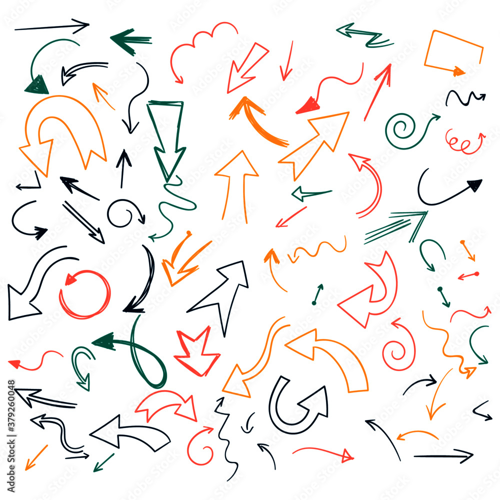 colorful hand drawn arrows. colorful hand drawn arrows.