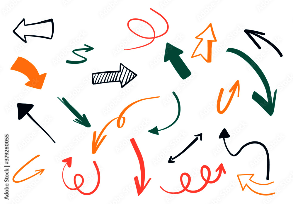 colorful hand drawn arrows. colorful hand drawn arrows.