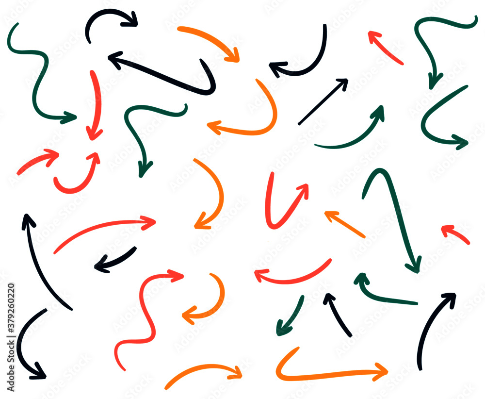 colorful hand drawn arrows. colorful hand drawn arrows.