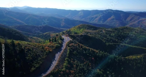 Aerial footage over Nepo Loop Utah during early fall. photo