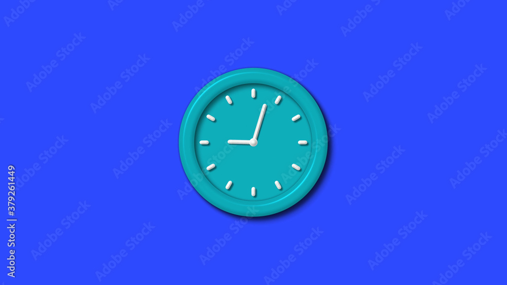 New cyan color 3d wall clock on blue background,wall clock New cyan color 3d wall clock on blue background,wall clock