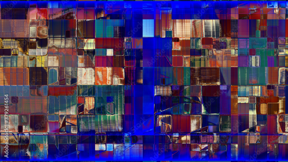 rendu d'un travail numérique sur le rythme et les couleurs, composition géométrique abstraite, musique des couleurs