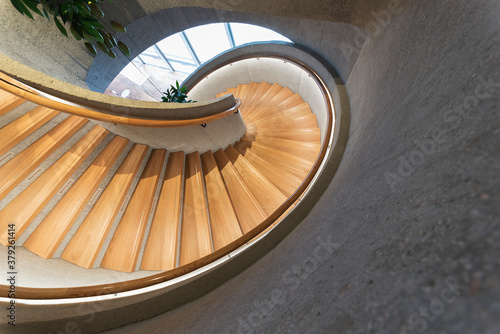 Modern spiral staircase. Contemporary architecture abstarct background