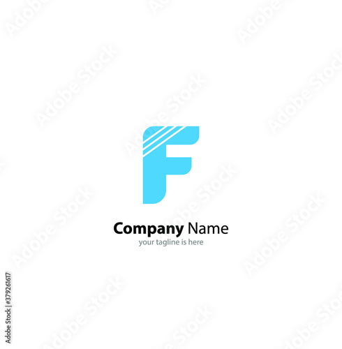 the simple elegant logo of letter f with white background