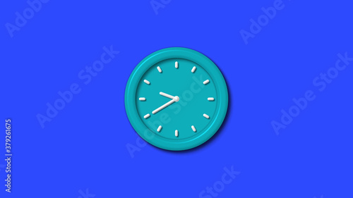 New cyan color 3d wall clock on blue background,wall clock