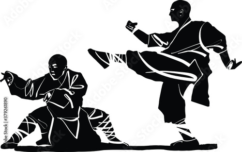 Fototapeta silhouette of a kung fu master
