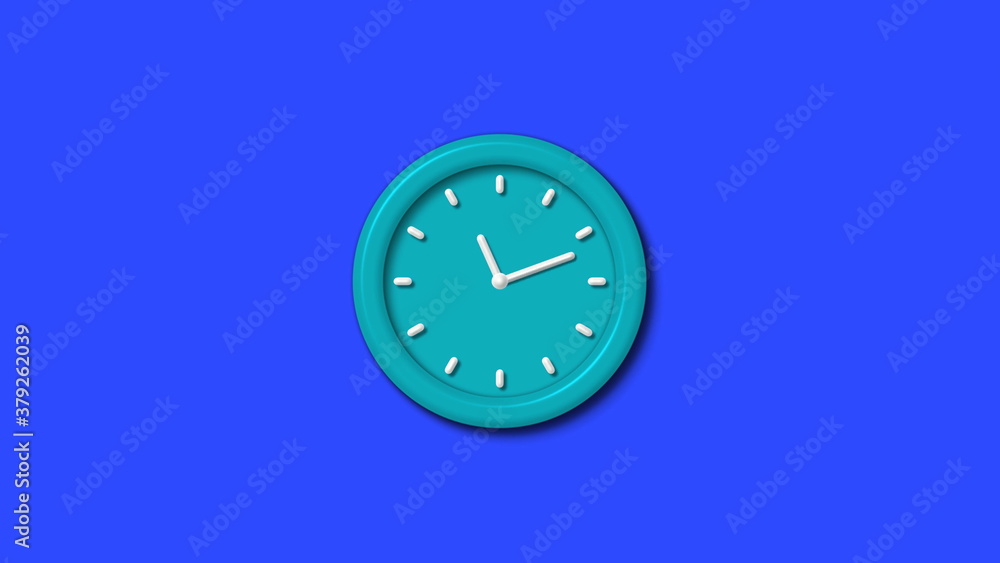 New cyan color 3d wall clock on blue background,wall clock New cyan color 3d wall clock on blue background,wall clock
