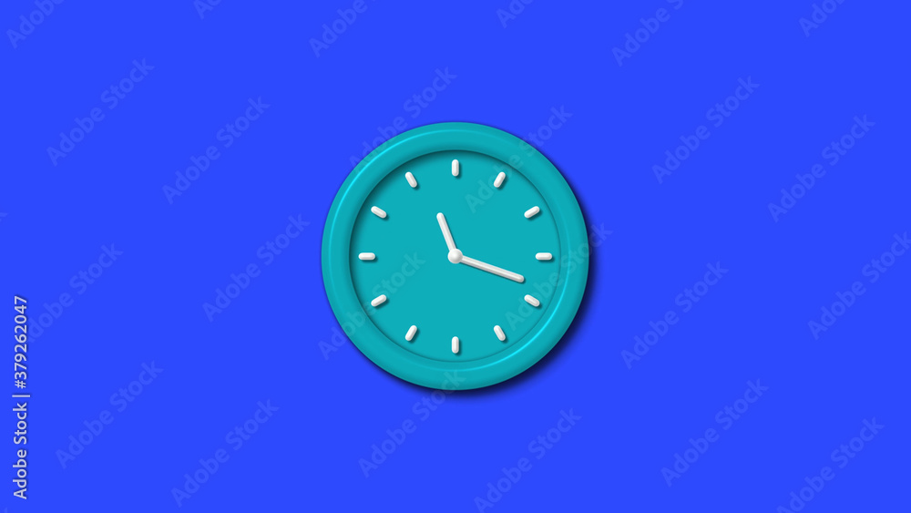 New cyan color 3d wall clock on blue background,wall clock New cyan color 3d wall clock on blue background,wall clock