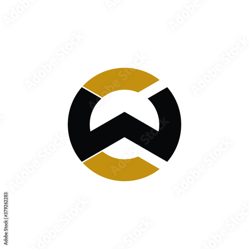 Letter CW circle logo design vector