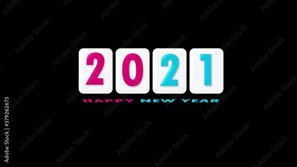 2D animation. number wheel rotation To Happy New Year in 2021 2D animation. number wheel rotation To Happy New Year in 2021