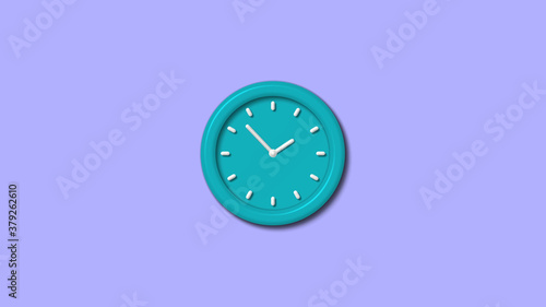 New cyan color 3d wall clock on blue light background,wall clock