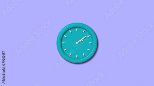 New cyan color 3d wall clock on blue light background,wall clock