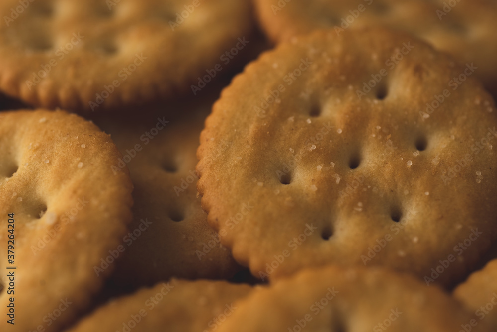 macro close up rounded salty cookies, selective focus macro close up rounded salty cookies, selective focus