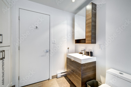 Real estate photography - Beautiful modern apartment in an apartment building with bathroom  kitchen  swimming pool