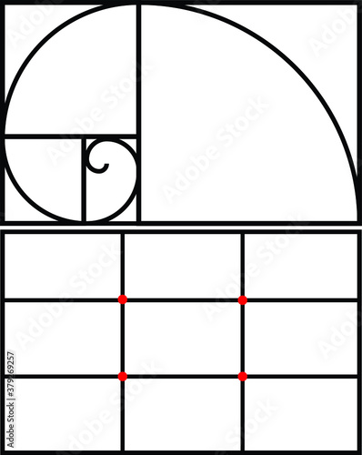 Golden ratio and rule of third in vector.